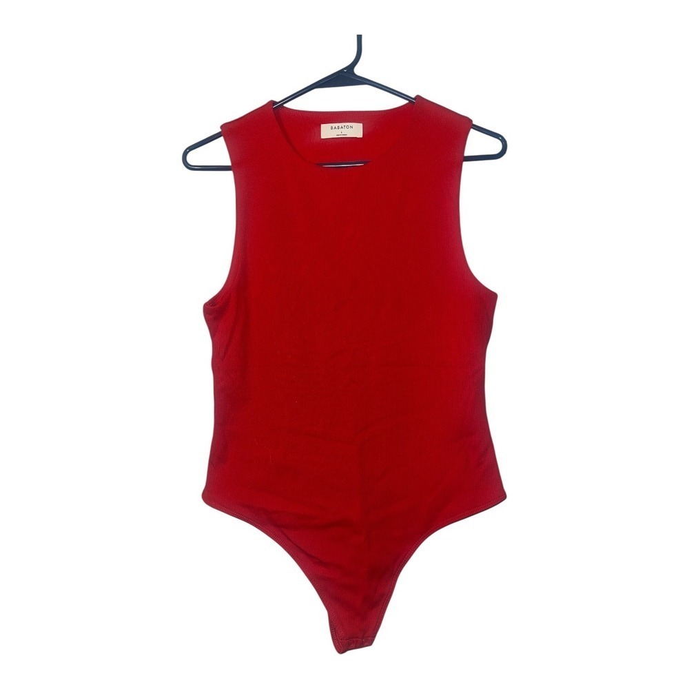 Aritzia Babaton Red Countour Ribbed Muscle Bodysuit, Large‎